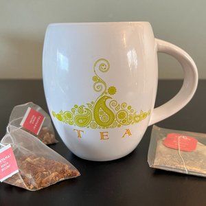 Paisley Design Barrel Shaped Ceramic TEA Cup  Mug ~ Boho